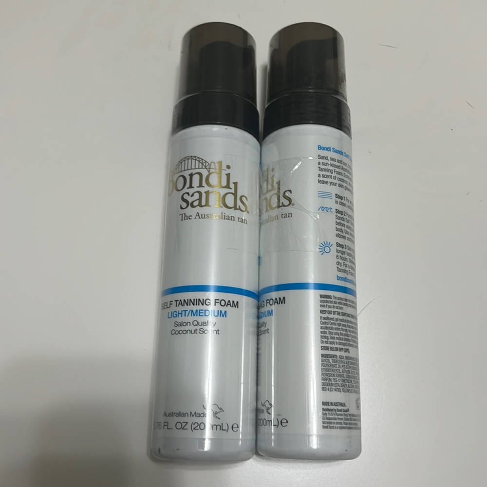 TWO BOTTLES of Bondi sands tanning foam in light medium
